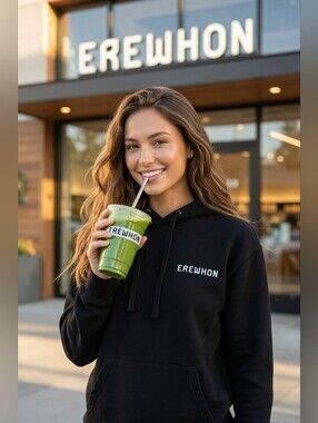 Erewhon • Long Sleeve Hoodie Sweatshirt in Black size Large